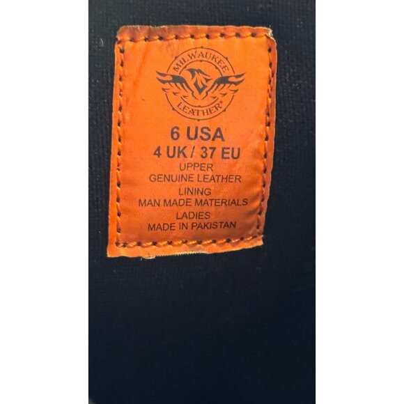 Milwaukee Leather Women's Black Genuine Leather Riding Boots Size 6 . - Picture 5 of 15